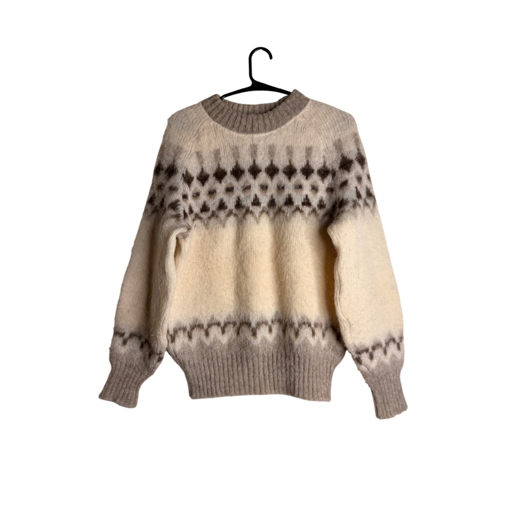 Vtg Eider Knit Icelandic Wool Sweater M Cream Fair Isle Nordic Lopapeysa Cottage